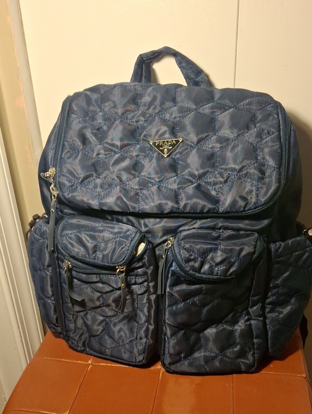 Upcycle Prada Navy Quilted Backpack